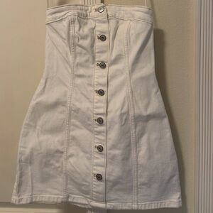 White Denim Strapless Mini Dress